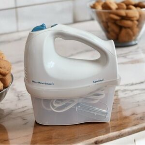 Hamilton Beach White Hand Mixer with Storage Case